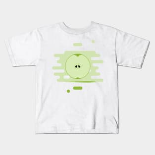 Green Apple in a splash of juice Kids T-Shirt